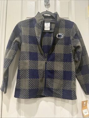 Rivalry Threads Kids Navy and Gray Plaid Fleece Jacket
